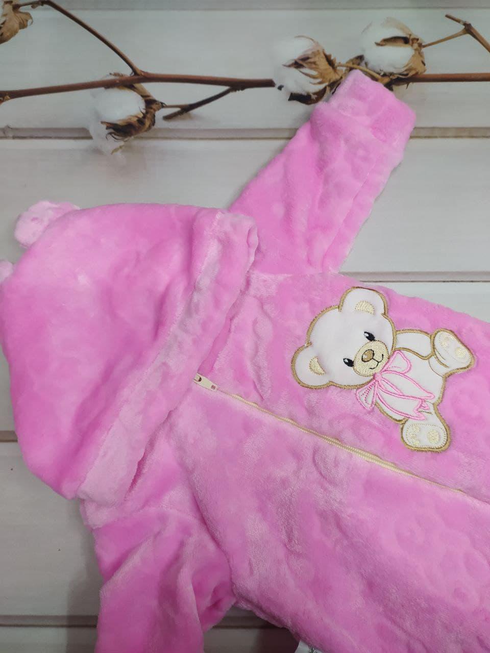 Человечек детский Мишка махровый для девочки 62 см Розовый (013788/62) - фото 2 Человечек детский Мишка махровый для девочки 62 см Розовый (013788/62) - фото 2