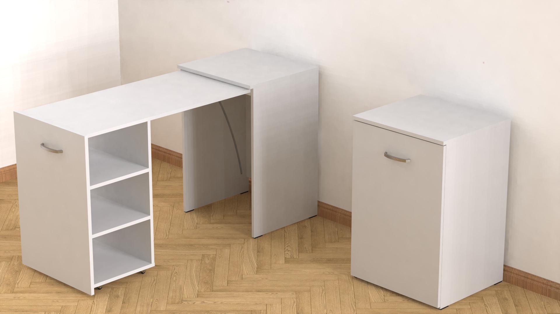 Стіл-тумба трансформер Ferrum-decor 1/2 ДСП 16 мм 750x1450x600 мм Білий (FRD-105074) - фото 10 Стіл-тумба трансформер Ferrum-decor 1/2 ДСП 16 мм 750x1450x600 мм Білий (FRD-105074) - фото 10