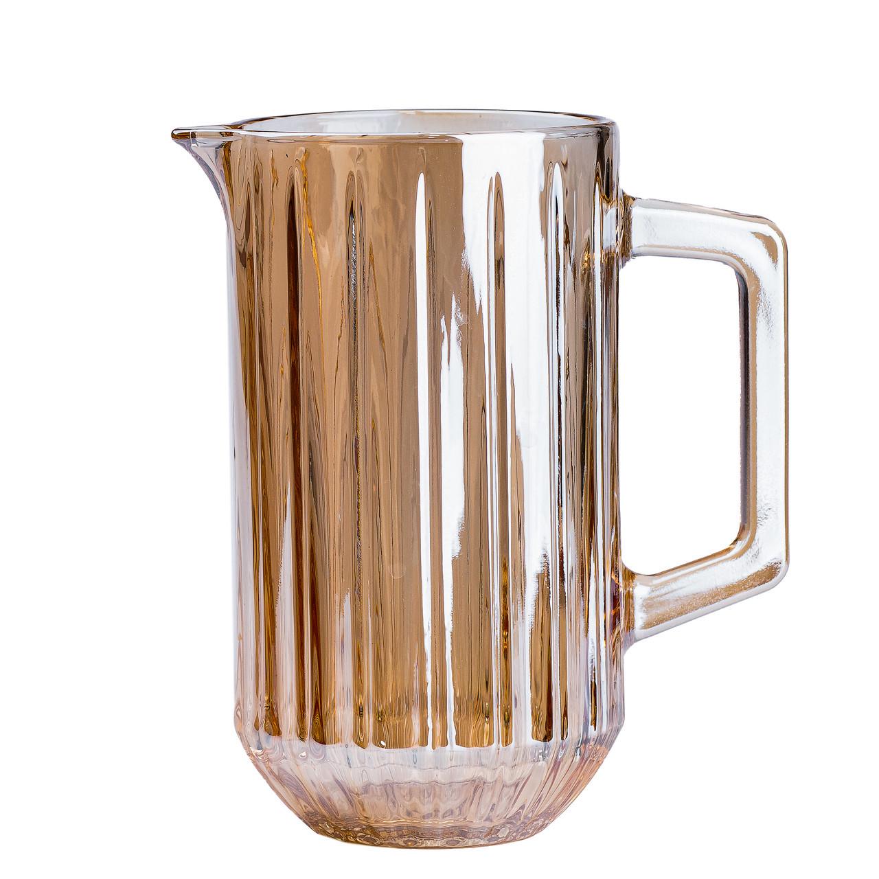 Кувшин из толстого стекла для напитков 1,2 л Янтарный (HP524)