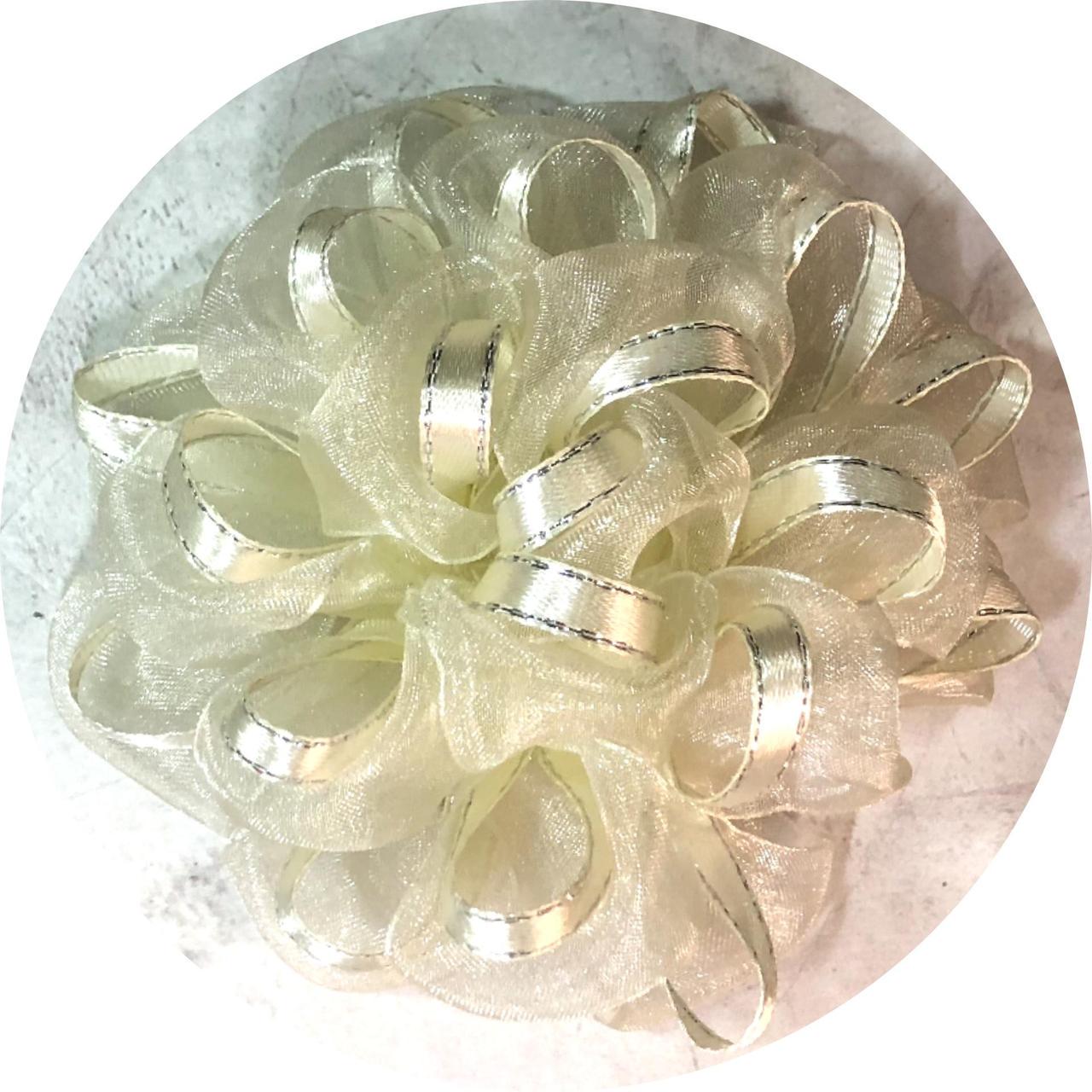 Бантик для волос детский на резинке D11 см Молочный (10444)