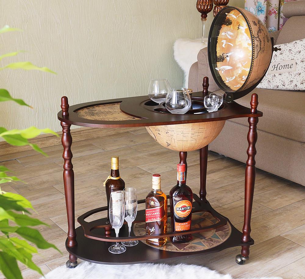 Минибар Гранд Презент Глобус Зодиак со столиком 33 см Кремовый (33035N)