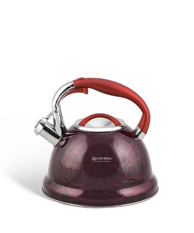 Чайник із свистком Edenberg із нержавіючої сталі 3 л Червоний (17851763) - фото 1