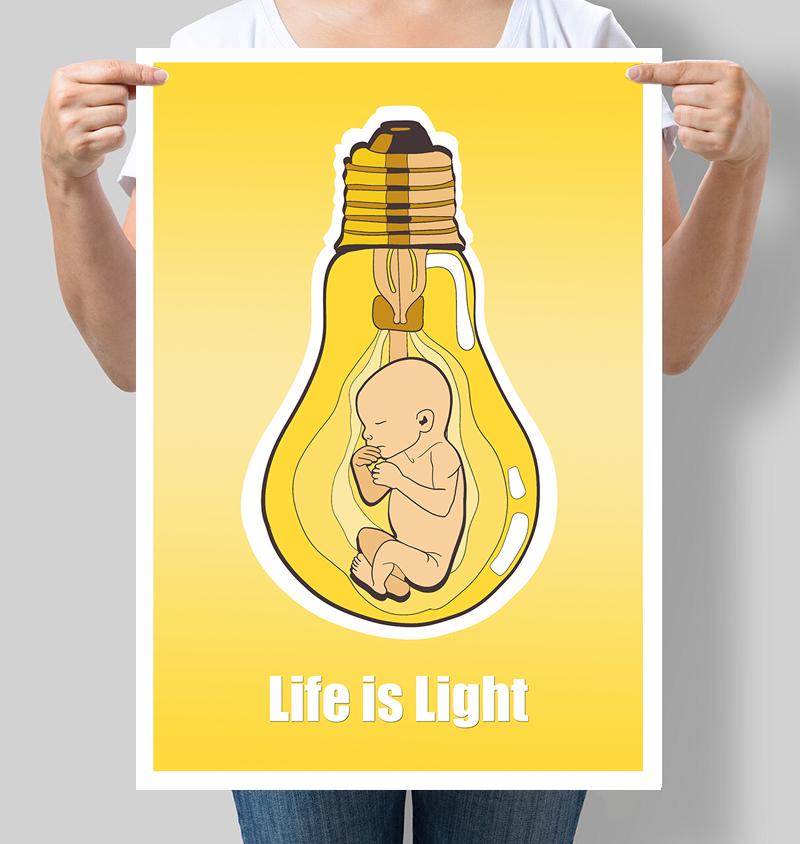Дизайнерский постер Life is light 42х60 см (DZ005)
