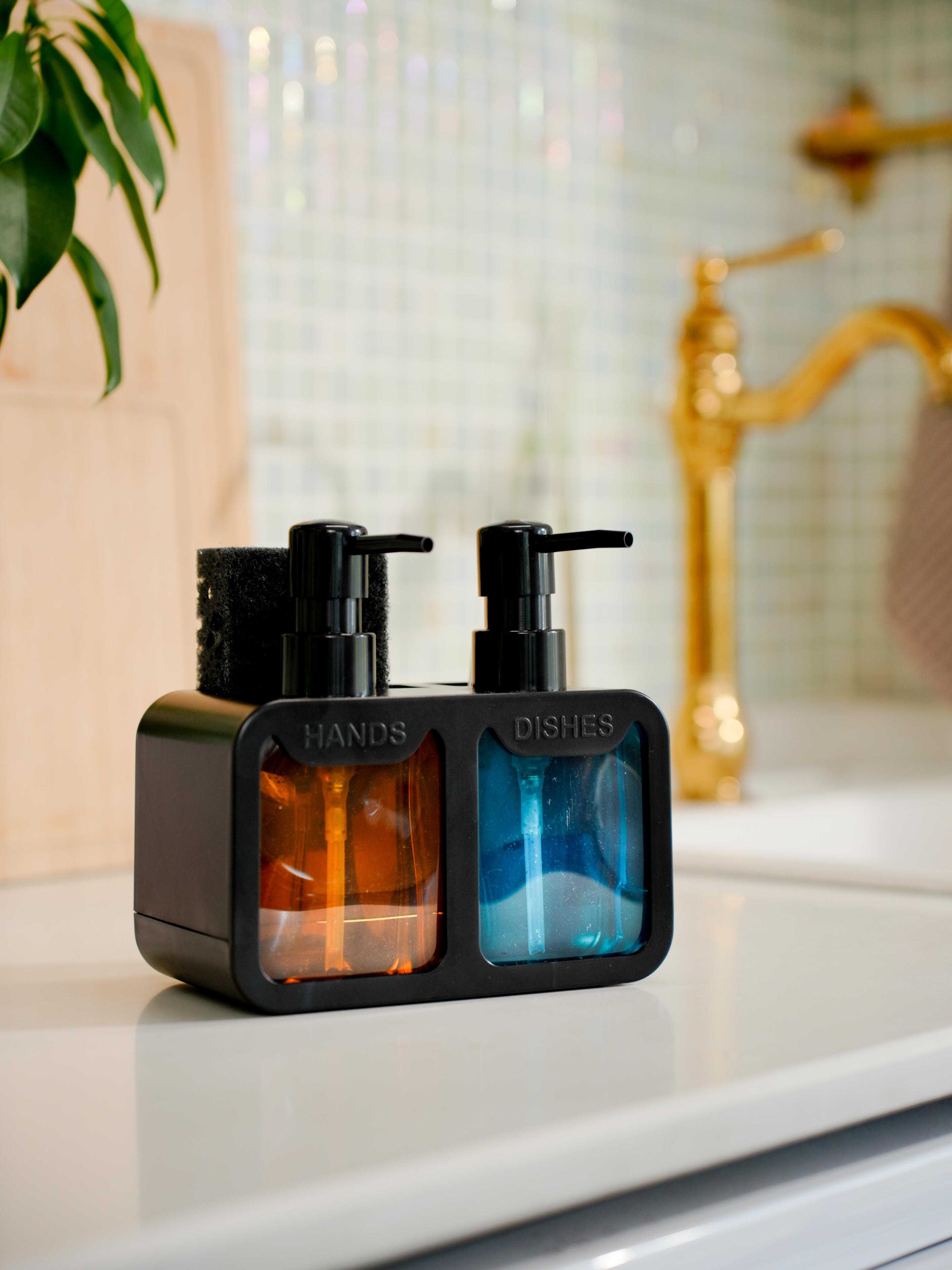 Дозатор для жидкого мыла 4в1 для кухни и ванной для моющего средства антисептика + губка