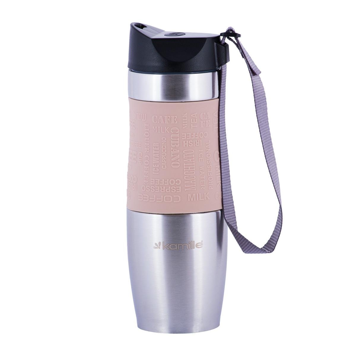 Термокружка Kamille KM-2051-BE 480 мл Бежевый (105266) - фото 1 Термокружка Kamille KM-2051-BE 480 мл Бежевый (105266) - фото 1