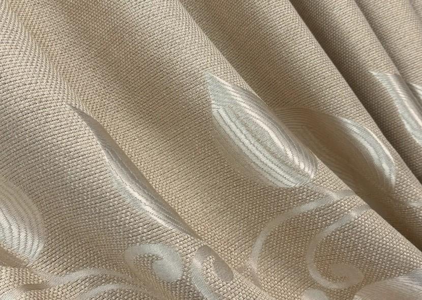 Ткань для штор Листья лен/рогожка Бежевый (1693ш)
