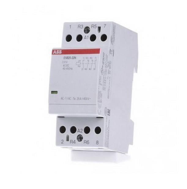 Контактор модульный ABB ESB25-22N-06 4p 25А 230 В AC/DC (1SAE231111R0622) Контактор модульный ABB ESB25-22N-06 4p 25А 230 В AC/DC (1SAE231111R0622)