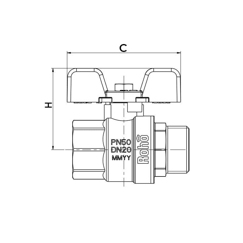 Кран шаровой Roho R101-075 3/4" (RO0069) - фото 2