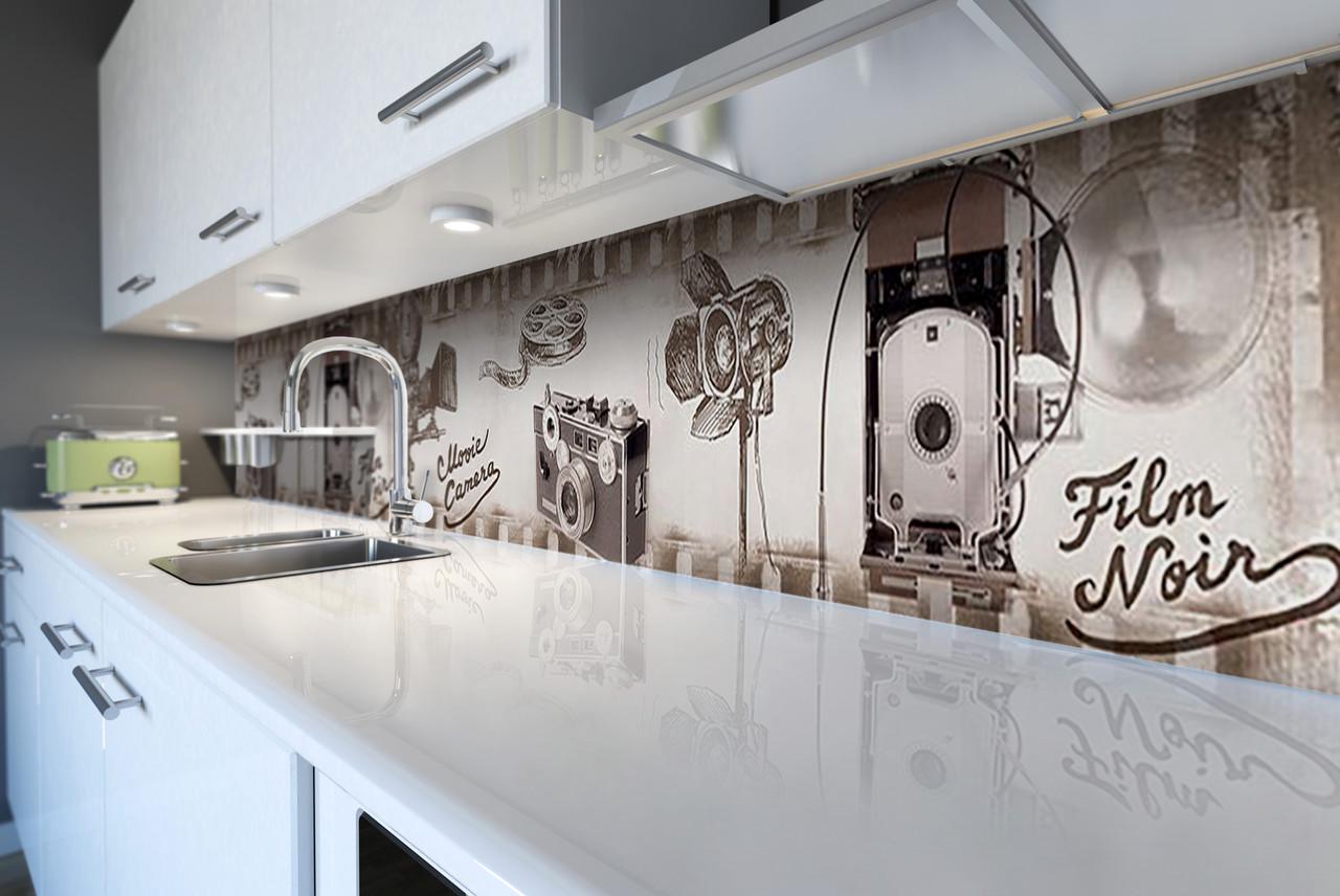 Кухонный фартук Zatarga "Ретро фильм камера" из самоклеющейся виниловой пленки 60х300 см Серый Кухонный фартук Zatarga "Ретро фильм камера" из самоклеющейся виниловой пленки 60х300 см Серый