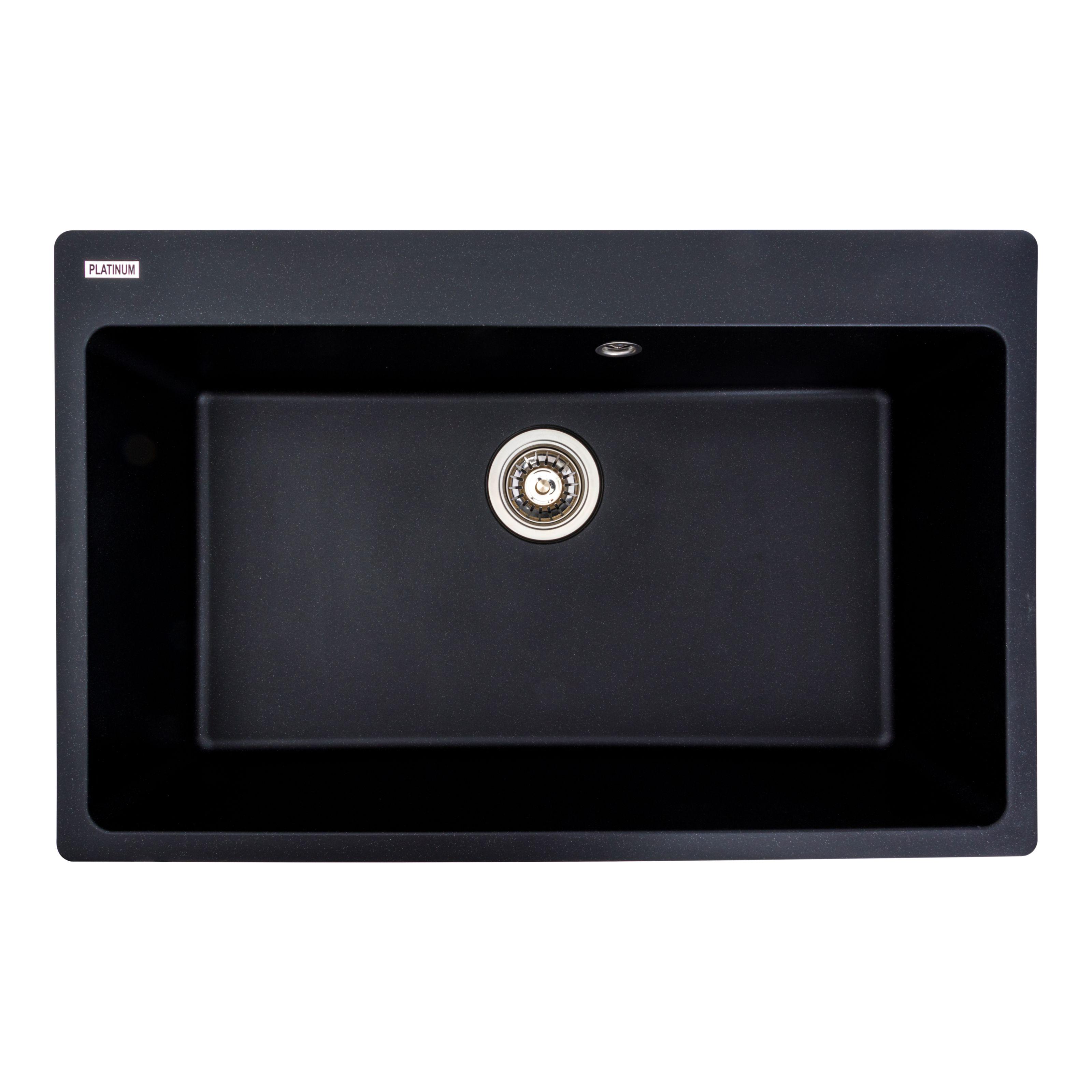 Мойка кухонная Platinum PLS-A38788 прямоугольная гранитная 780x500 мм Черный (161279)