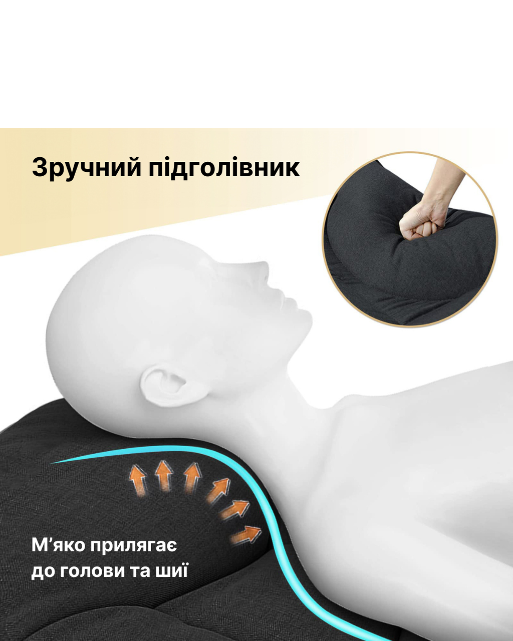 Шезлонг раскладной WCG CC-S10 рс матрасом и подушкой Черный (CC-S101) - фото 8