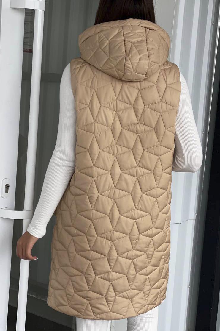 Жилетка женская удлиненная L Бежевый (189055) - фото 4 Жилетка женская удлиненная L Бежевый (189055) - фото 4