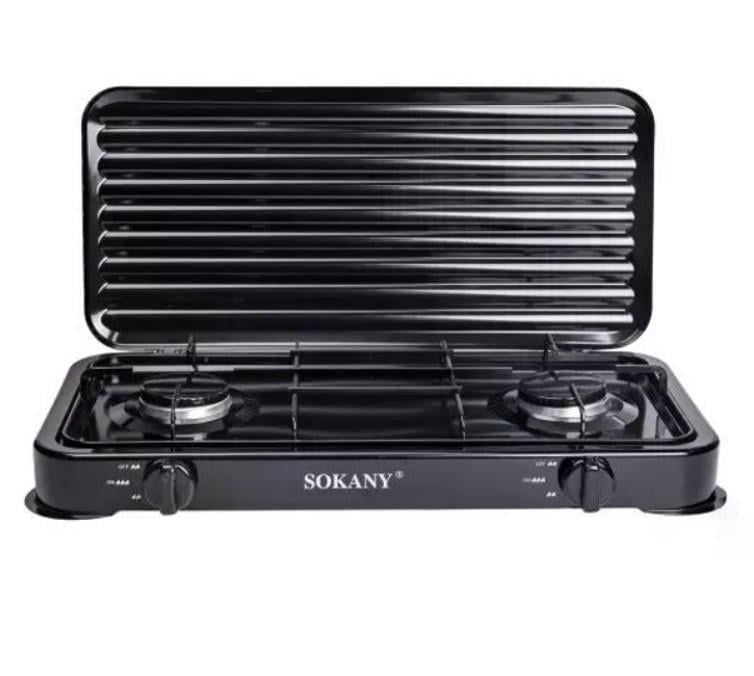 Настольная плита газовая Sokany SK-6002 эмалированная 2 конфорки Черный (3104618737)
