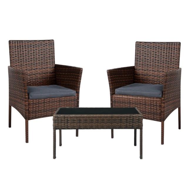 Комплект садовой мебели Bonro B-6210-2 2 кресла и столик Коричнево-серый (2601809268)