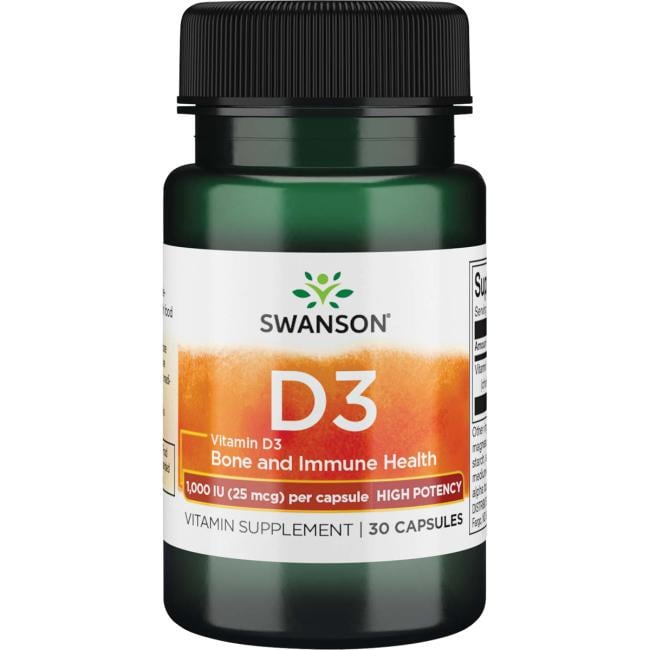 Вітамін D Swanson Vitamin D3 High Potency 1000IU 25 mcg 30 Caps