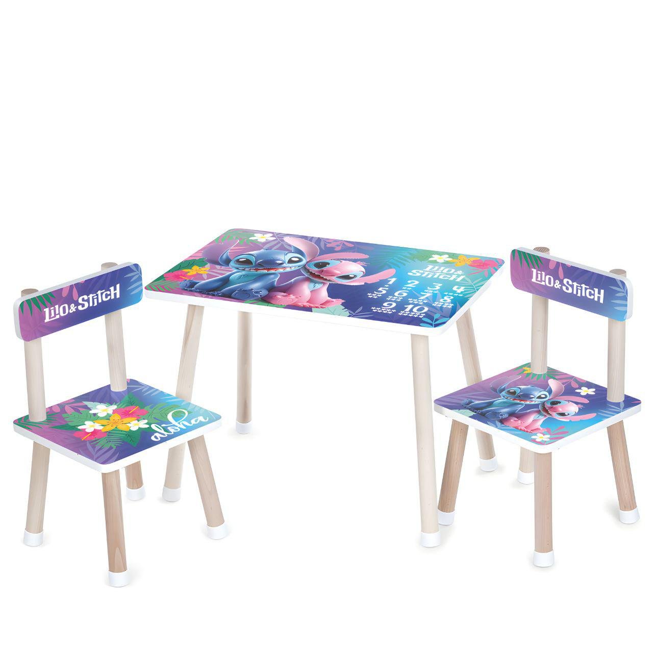 Детский стол Bambi M 501-10 Lilo&Stitch деревянный с двумя стульчиками цифры (24758192)