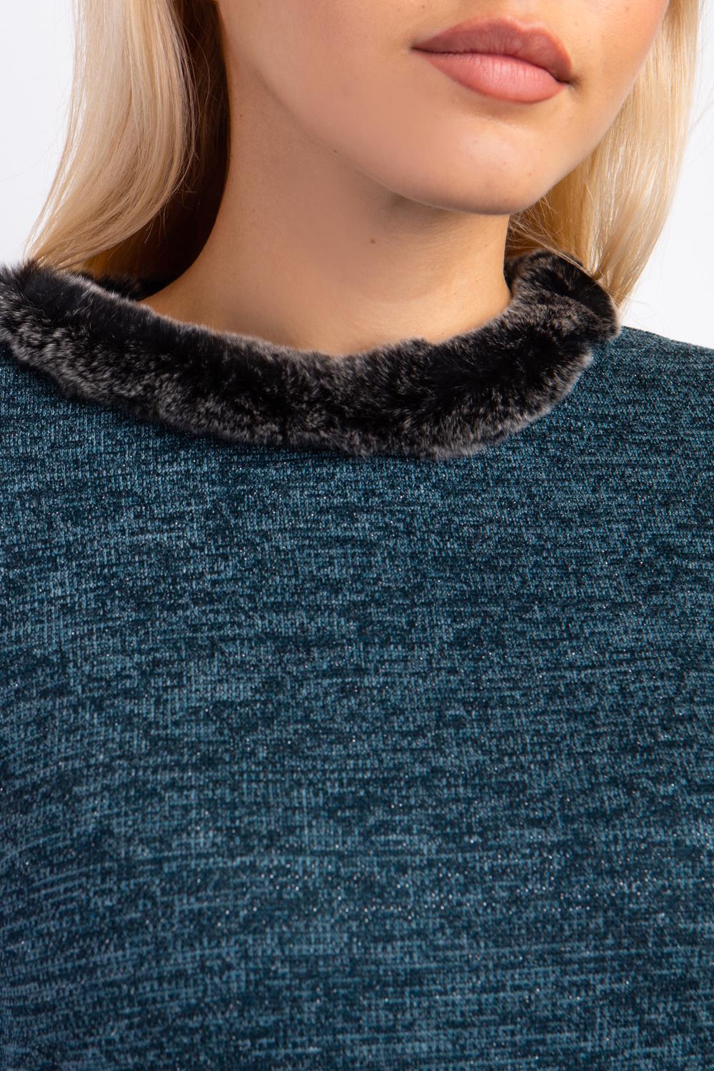 Сукня жіноча прямого силуету Diва оброблена хутром норки р. 50 Зелений (029) - фото 4 Сукня жіноча прямого силуету Diва оброблена хутром норки р. 50 Зелений (029) - фото 4