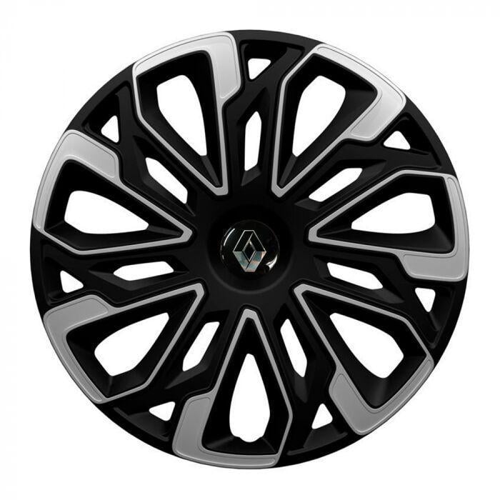 Ковпаки для коліс 4 Racing Estoril Silver/Black R14 з логотипом Renault 4 шт.