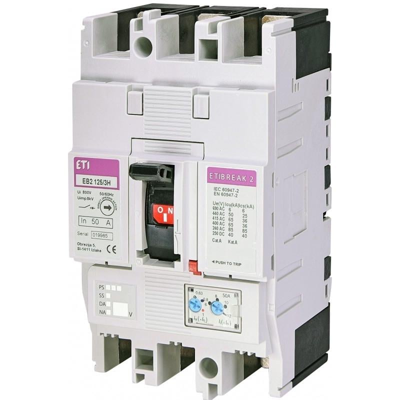 Автоматичний вимикач силовий ETI 100A 65kA 3 полюси EB2 125/3H 100A 3p 004672105 (56985)