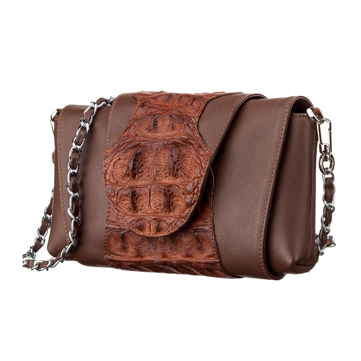 Клатч Crocodile Leather 18245 из натуральной кожи крокодила Коричневый