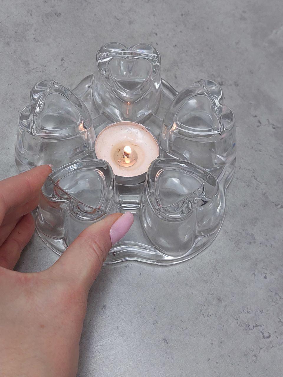 Подставка-печка стеклянная для чайника Сердца 13,9/5,3 см (300129) - фото 2 Подставка-печка стеклянная для чайника Сердца 13,9/5,3 см (300129) - фото 2