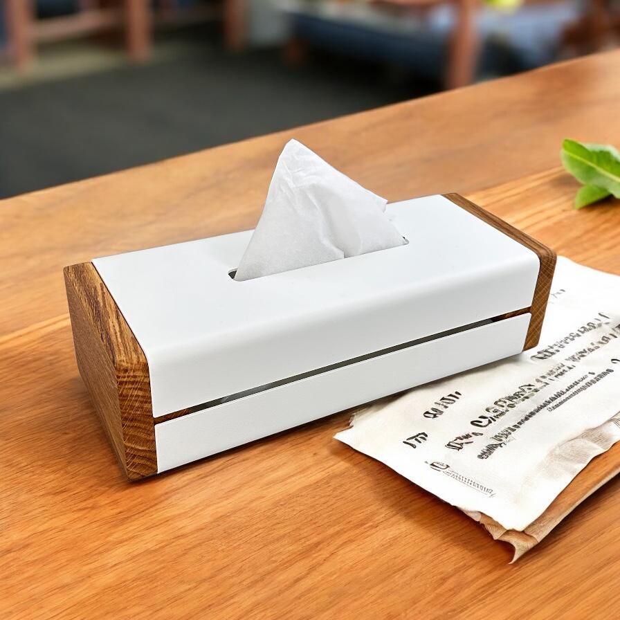 Салфетница металлическая с натуральным дубом Белый - фото 2