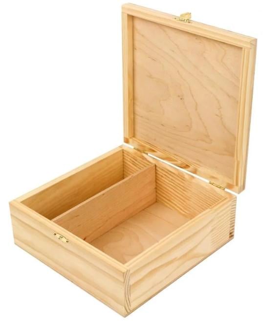 Заготовка для декупажу ROSA TALENT Скринька дерев'яна з замком 2 секції 20х20х8 см