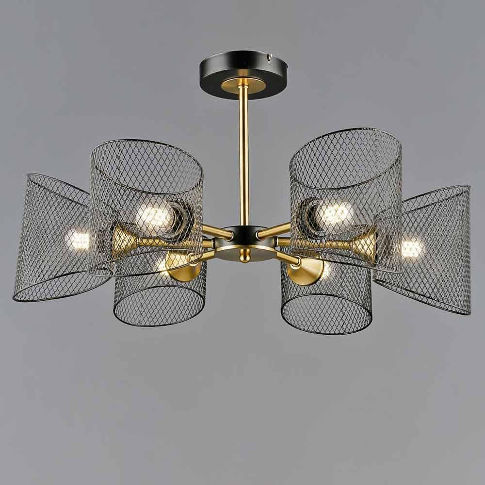 Люстра потолочная в стиле лофт Light House SRS-20494/6 BK/COP Черный/Медь