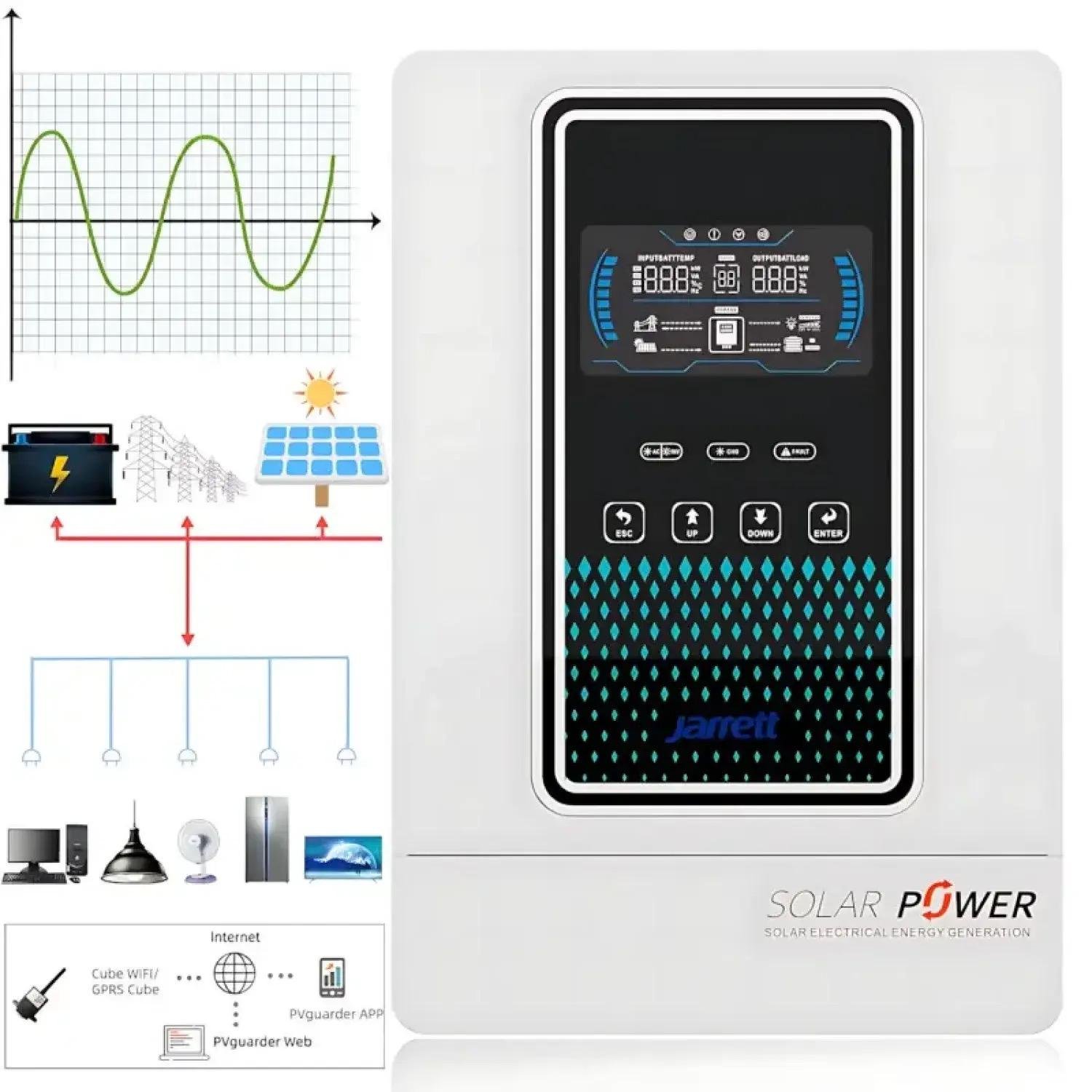Инвертор солнечный гибридный Jarrett 3,2 kWt 24V с чистой синусоидой MPPT для солнечных панелей с дисплеем (30838087) - фото 4