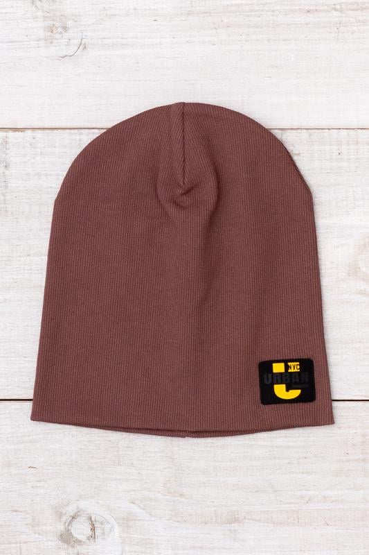 Шапка підліткова демісезонна для хлопчика з нашивкою Носи Своє р. 52/54 Шоколадний (17211-1)