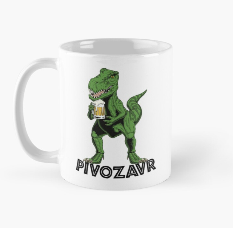 Чашка керамическая с принтом "Pivozavr" Динозавр пивоман 330 мл Белый (ПН17Ч)