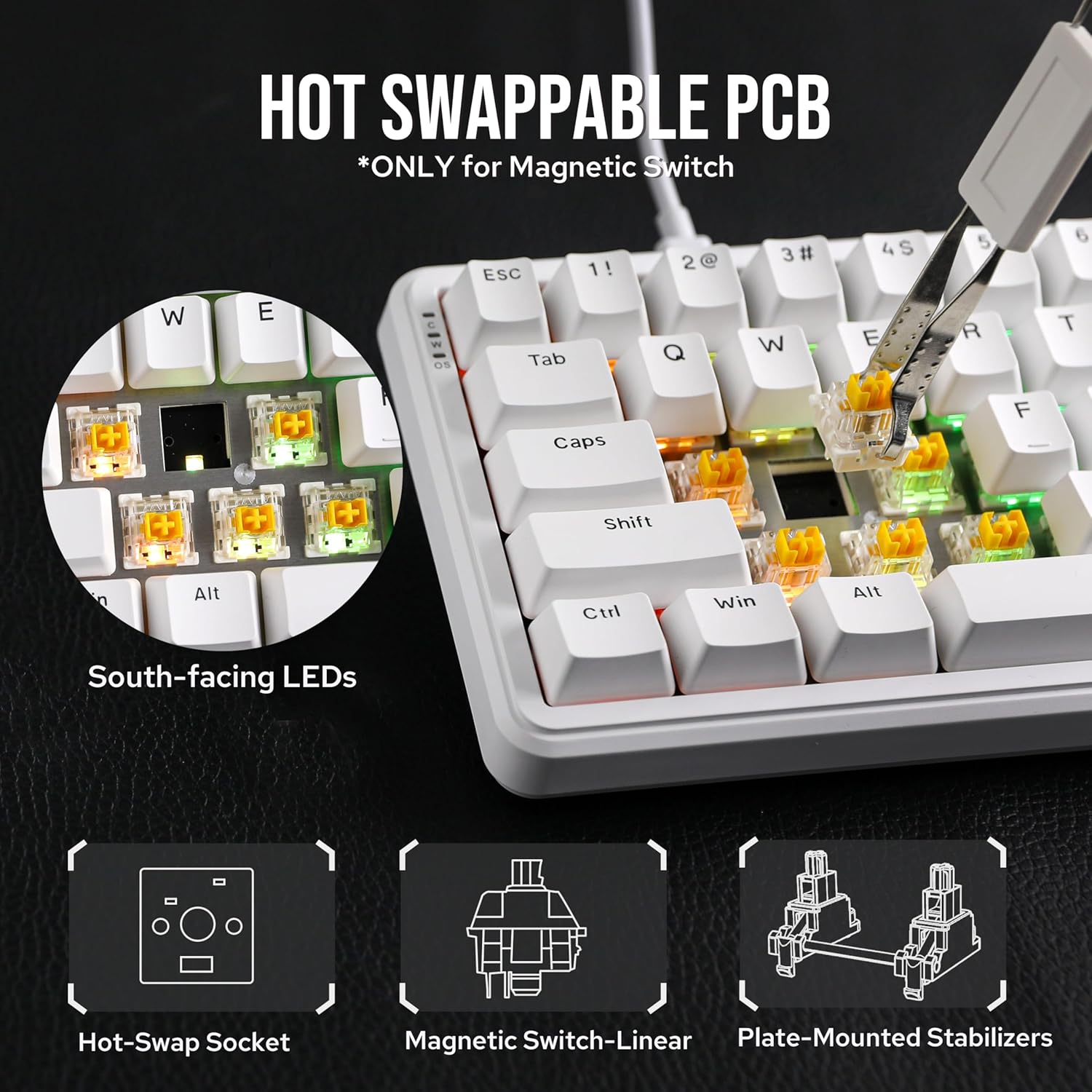 Клавіатура дротова AJAZZ AK680 MAX Flagship Edition Magnetic Switch White ( 2000171) - фото 6 Клавіатура дротова AJAZZ AK680 MAX Flagship Edition Magnetic Switch White ( 2000171) - фото 6