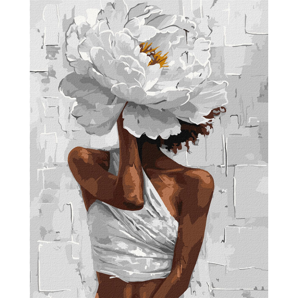 Картина за номерами Ideyka Квітковий образ KHO8503 з фарбами металік 40x50 см (RLT50653)