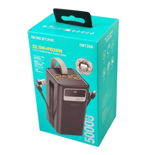 Повербанк Borofone DBT35B 50000 mah 22,5W 4xUSB Type-C micro Lightning/Black - фото 7 Повербанк Borofone DBT35B 50000 mah 22,5W 4xUSB Type-C micro Lightning/Black - фото 7