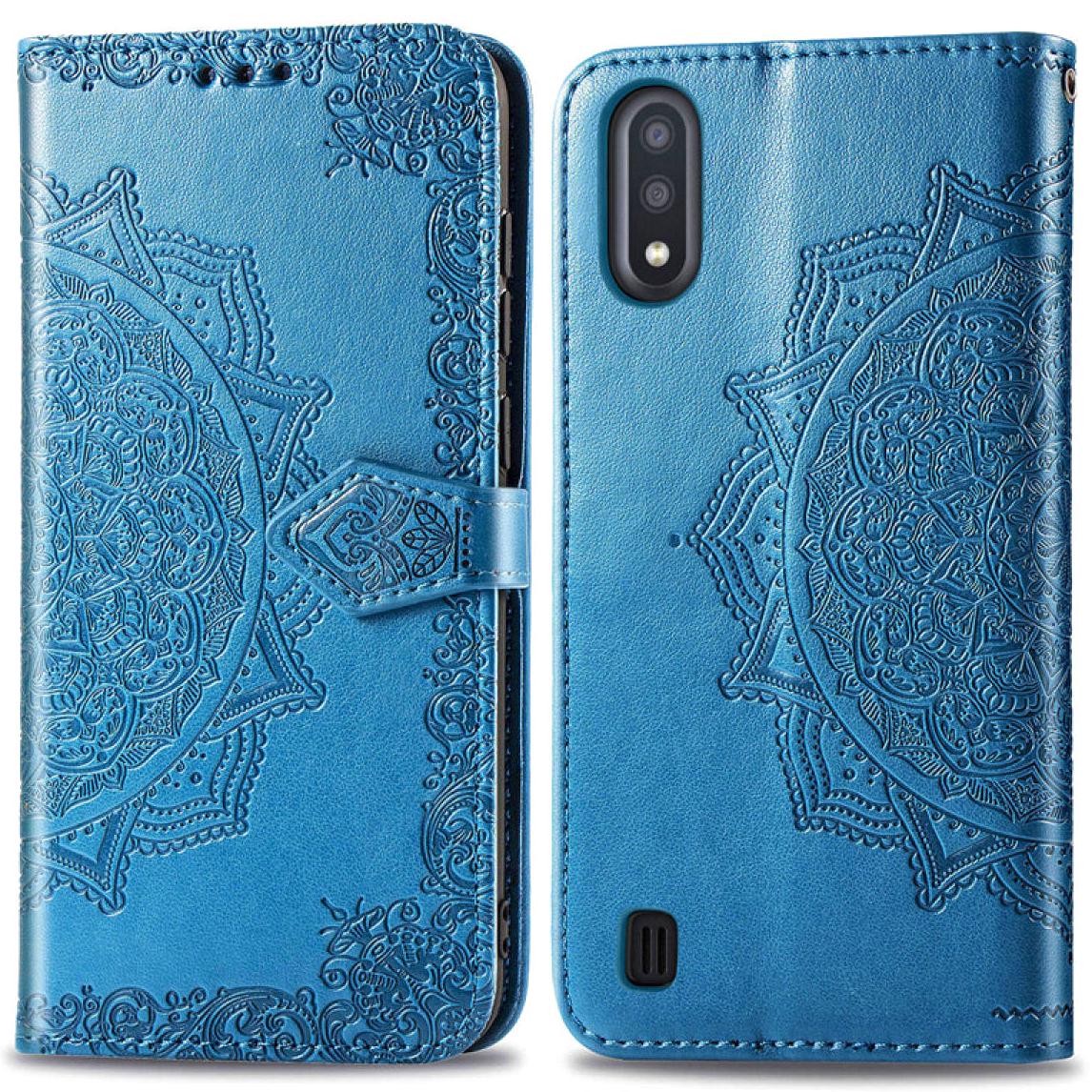 Шкіряний чохол (книжка) Art Case з візитниці для Samsung Galaxy A01 Синій - фото 3