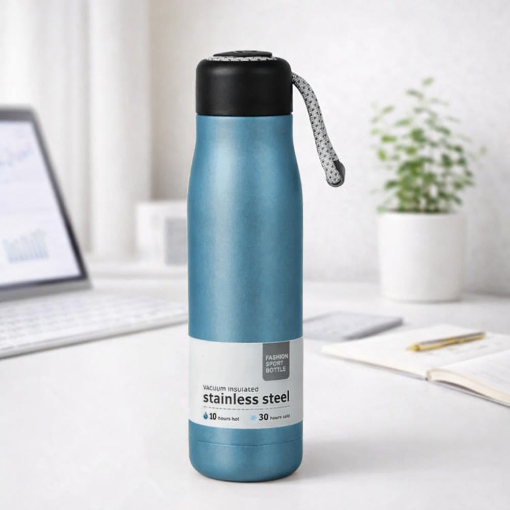 Термос спортивный вакуумный 124698 500 мл из нержавеющей стали 304 со шнурком Голубой