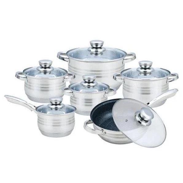 Набір посуду Rainberg RB-601 з нержавіючої сталі 12 предметів (ws71211) - фото 2 Набір посуду Rainberg RB-601 з нержавіючої сталі 12 предметів (ws71211) - фото 2