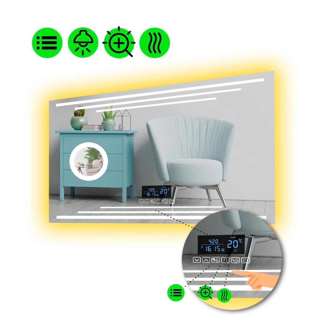 Зеркало с LED подсветкой Francisca с Smart-блоком 110x70 см (8995051)