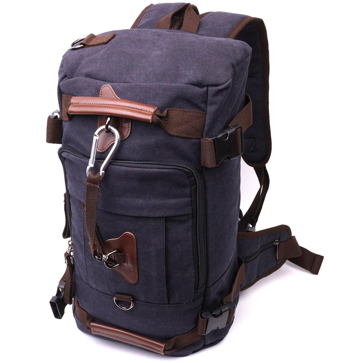 Городской рюкзак-трансформер Vintage Backpack 22157 из плотного текстиля Черный