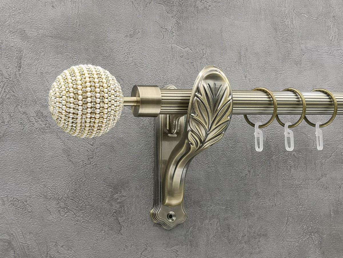 Карниз Quadrum Карера рифленая штанга одинарный ретро 25 мм 320 см Антик (262043411)