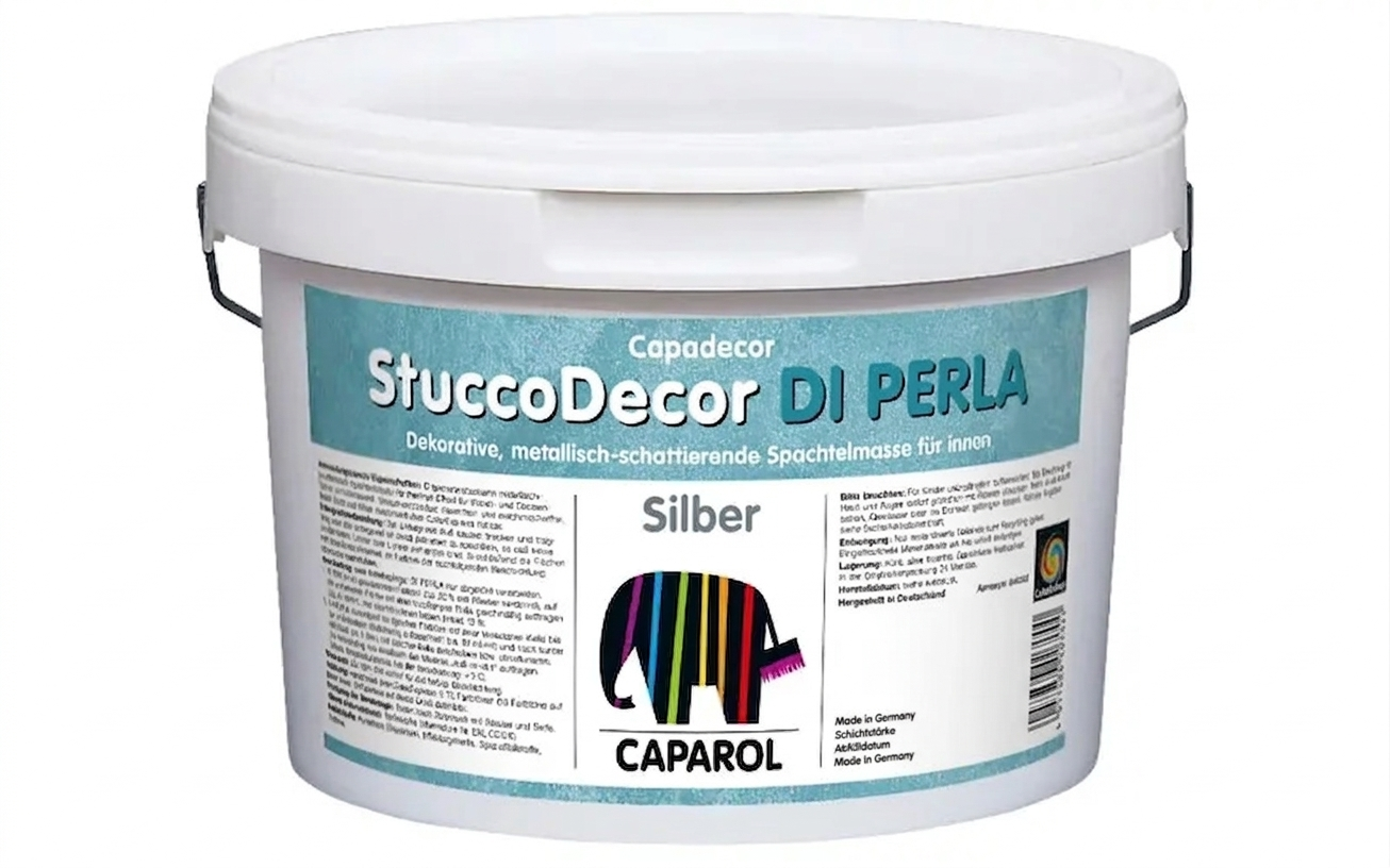 Декоративная шпатлевка интерьерная акриловая бархатная Caparol Stucco Di Perla 1,25 л Серебряный (1416776645)