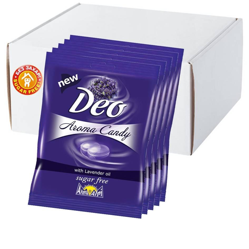 Леденцы без сахара Лаванда Deo Aroma Candy ящик 24 упаковки 60 г