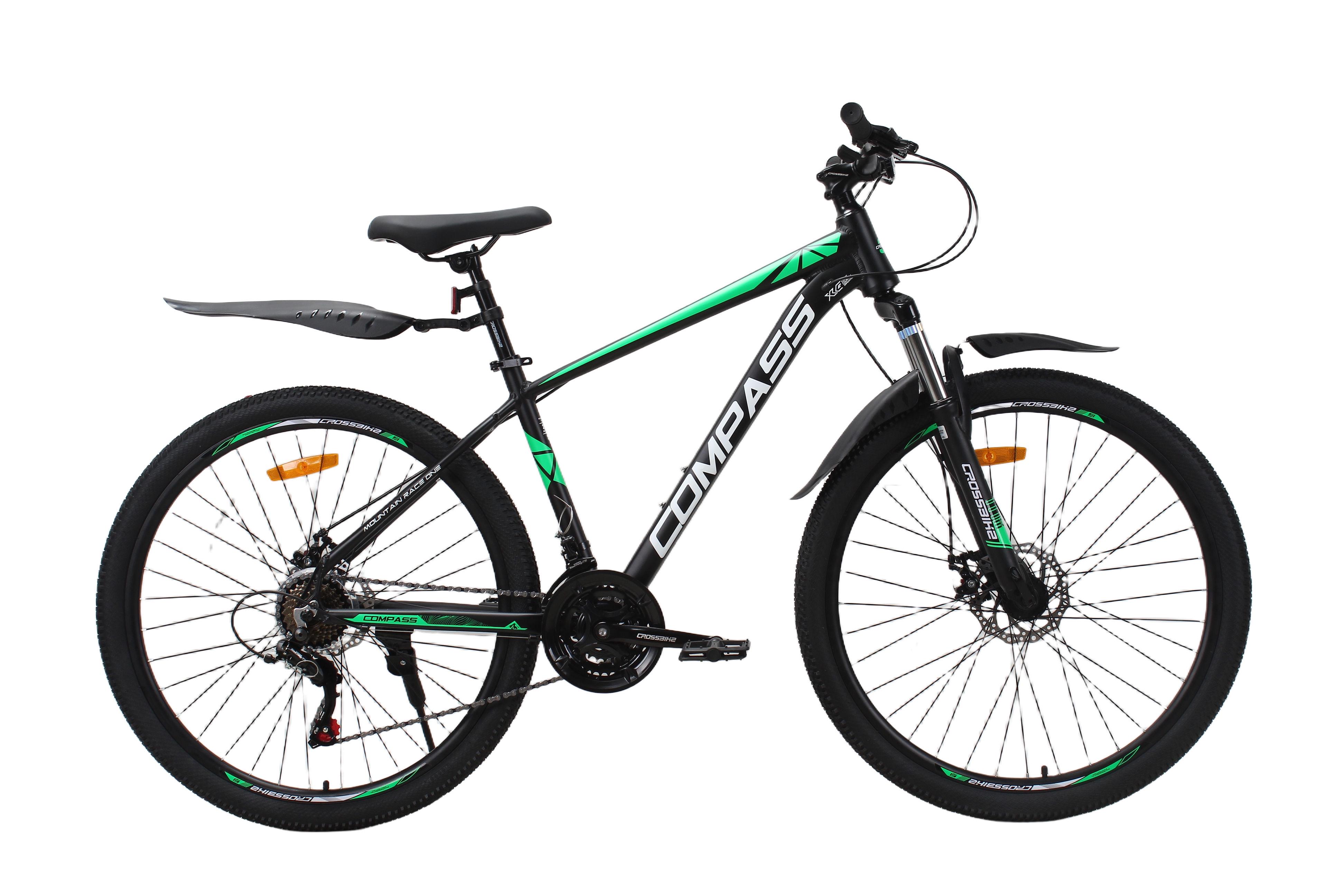 Велосипед CrossBike COMPASS 27,5" 17" Черно-зеленый