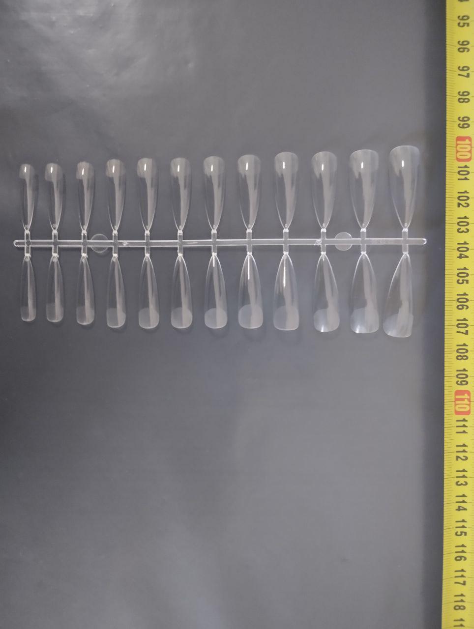 Гелевые типсы для дизайна ногтей Стилет прозрачные глянцевые с разметкой 24 шт. (MS-12466) - фото 2