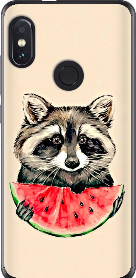 Чехол на Xiaomi Redmi Note 5 Енотик с арбузом (4605u-1516-42517)