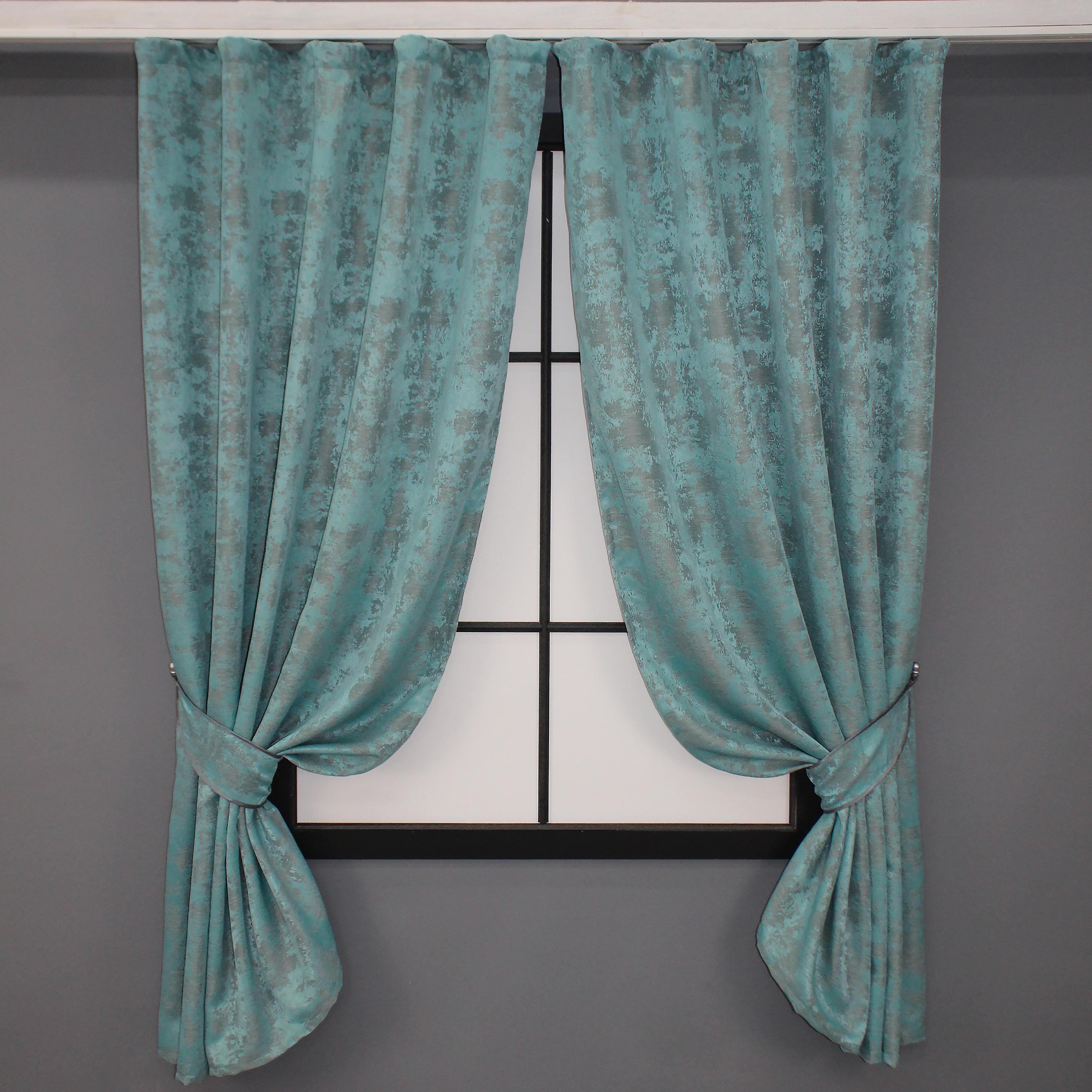 Комплект коротких штор VR-Textil Жакард Sultan YL № 1292ш 130х170 см 2 шт. Бірюзовий (35-0074) - фото 1 Комплект коротких штор VR-Textil Жакард Sultan YL № 1292ш 130х170 см 2 шт. Бірюзовий (35-0074) - фото 1