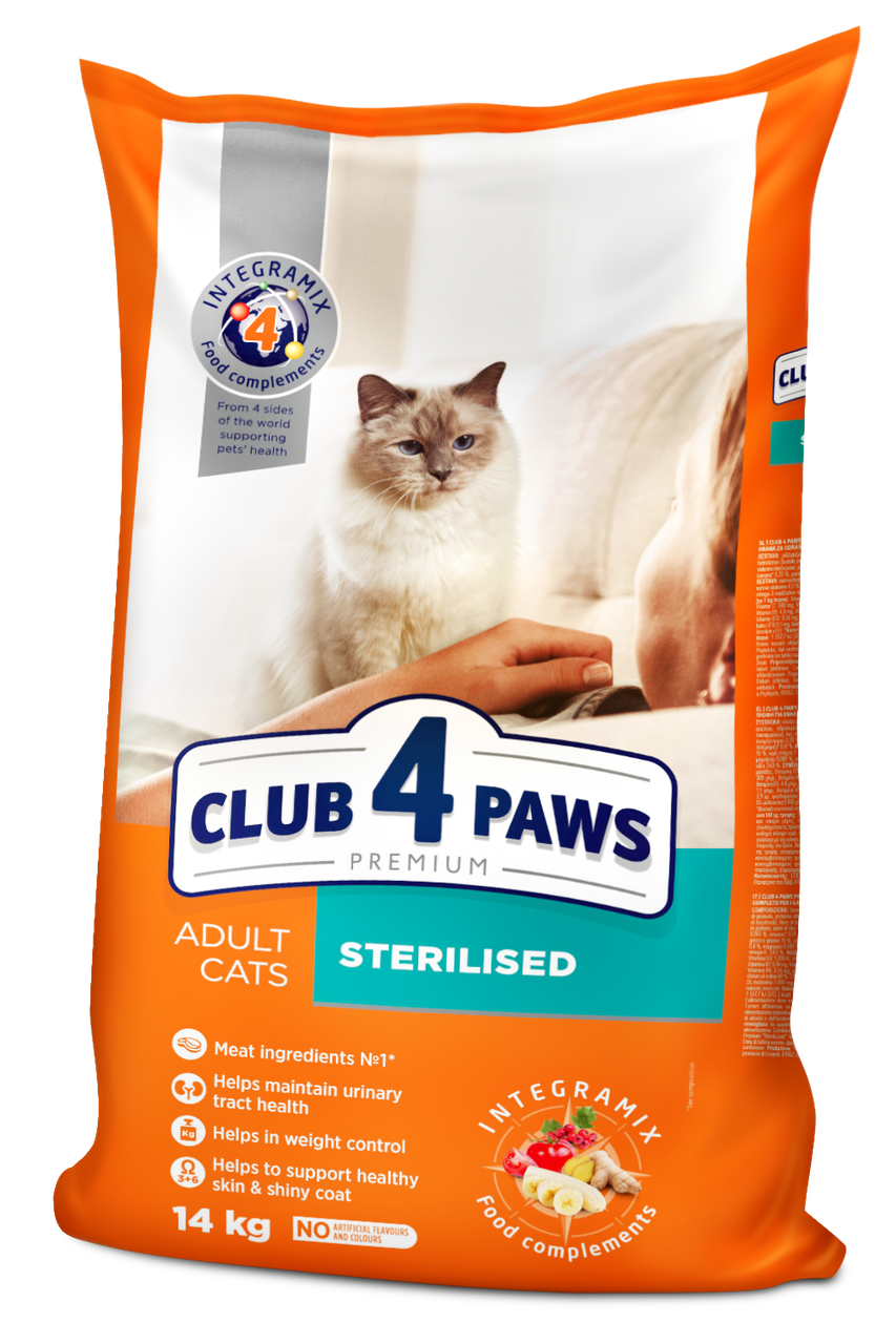 Сухой корм Club 4 Paws Sterilized для кастрированных котов и кошек 14 кг