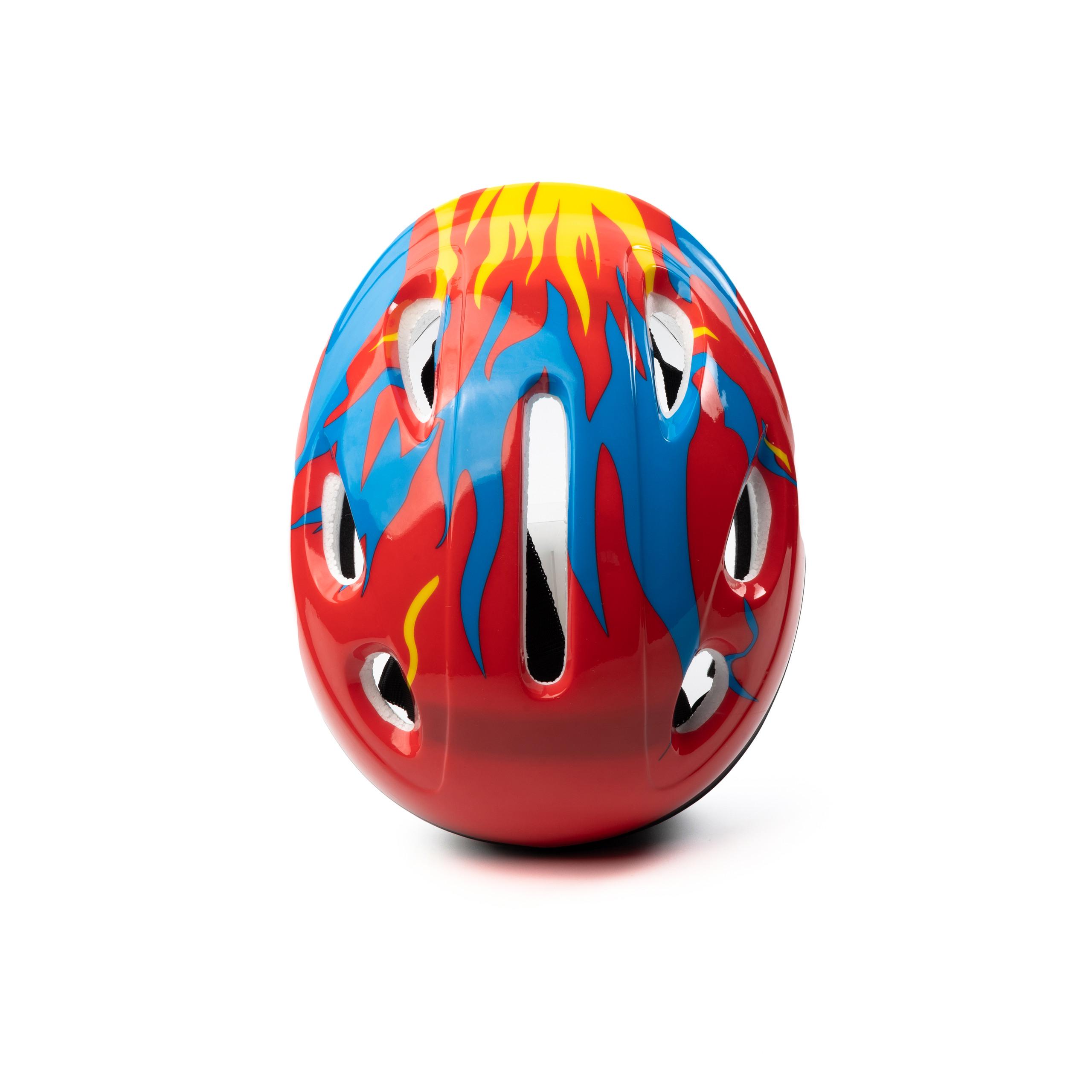 Шлем защитный детский для катания Profi с огненным рисунком Красный