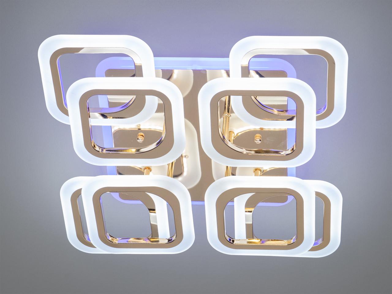 Люстра LED квадратами з пультом HAS8060-4+4G-LS 120W на 18 м2 Золотий (2603432503) - фото 3 Люстра LED квадратами з пультом HAS8060-4+4G-LS 120W на 18 м2 Золотий (2603432503) - фото 3