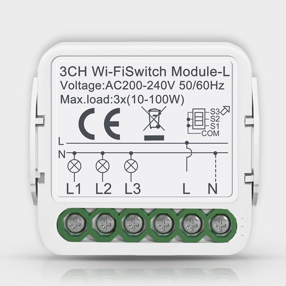 Реле трехканальное Wi-Fi Tuya 10A (WH00901)